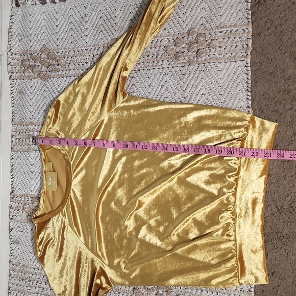 Anthropologie Maeve Yellow Gold Retro 70s Candace Velvet Top - Picture 9 of 11